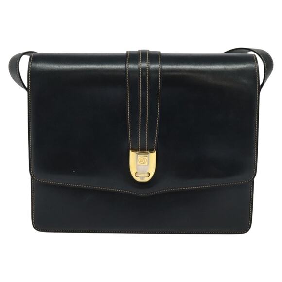 GUCCI Shoulder Bag Leather Navy Gold - Picture 2 of 13